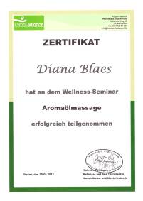 Zertifikat Aroma&ouml;lmassage 25.08.2013